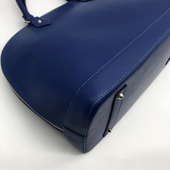 Pulicati Blue Leather Large Dome Convertible Satchel  Bag - Picture 9 of 10